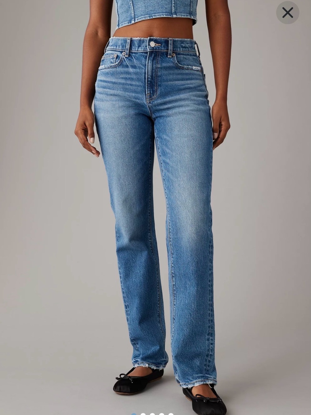 American Eagle Outfitters Light Blue Super High-Waisted Straight
Jeans